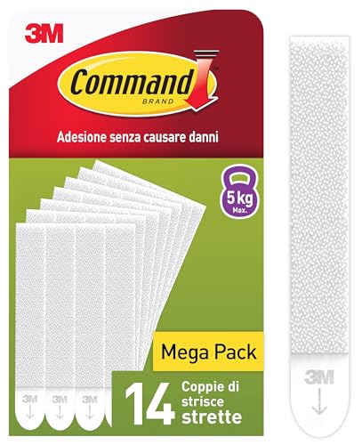 Command Strisce Adesive Appendiquadri Strette - 14 Paia (28 Strisce) - Per Appendere Quadri, Cornici, Specchi e Orologi alla Parete senza Chiodi, Rimovibili senza Residui