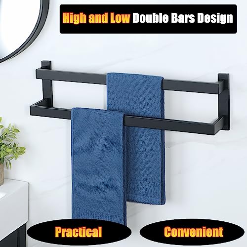 Alise Bath Double Towel Bars,Black Towel Holder Towel Racks For Bathroom Lavatory,Wall Mount Towel Hanger Sus304 Stainless Steel Towel Rail,Goy2700-B Matte Black 28 Inch #TOP3