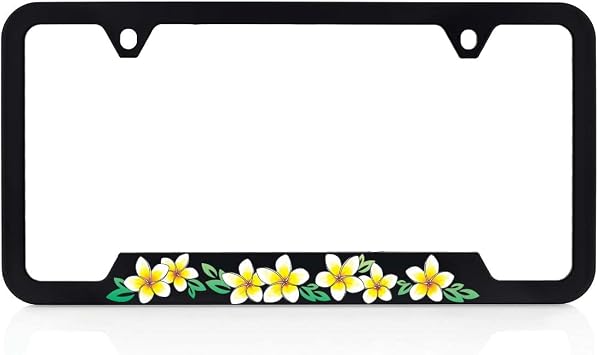 Plumeria Plastic License Plate Frame