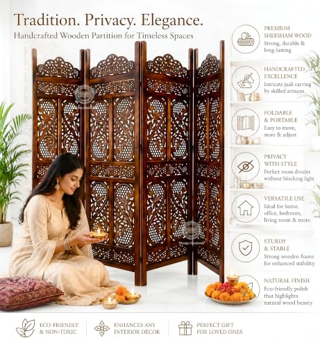 Image of Partition for Living Room,Divider,Partition Wall Divider Screen Separator, Wall Panel Divider for Hall | Bedroom |Office | Puja Room | Restaurant S Design (4- Panels)