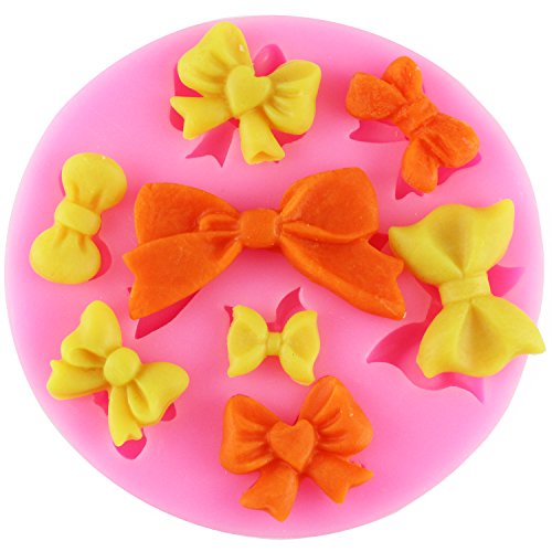 Mujiang 8 Mini Bows Fondant Mold Silicone Sugar Craft Cake Decorating Molds