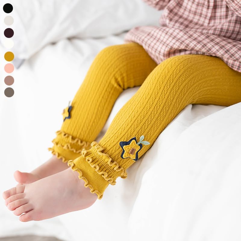 Pack of 5 Baby Girls Leggings Tights Ruffle Footless Pantyhose Toddler Cable Knit Cotton Long Pants Stockings