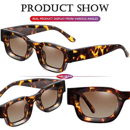 Image of AIEYEZO Modern Thick Rectangle Sunglasses for Women Men 90s Retro Chunky Square Polarized Sun Glasses UV400 Protection
