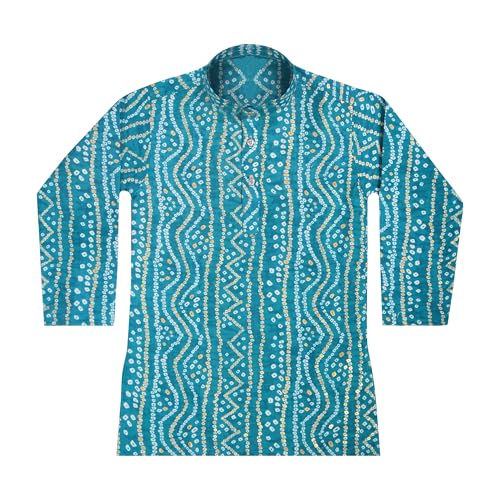 Image of TinySteps Traditional Bandhani Print Kids Festive Ethnic Wear Boys Cotton Kurta Pajama Set