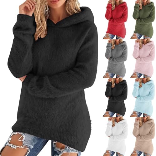 Sweaters for Women Fleece Fuzzy Pullover Hoodie Thermal Long Sleeve Sweater Soft Casual Fall Winter Tops