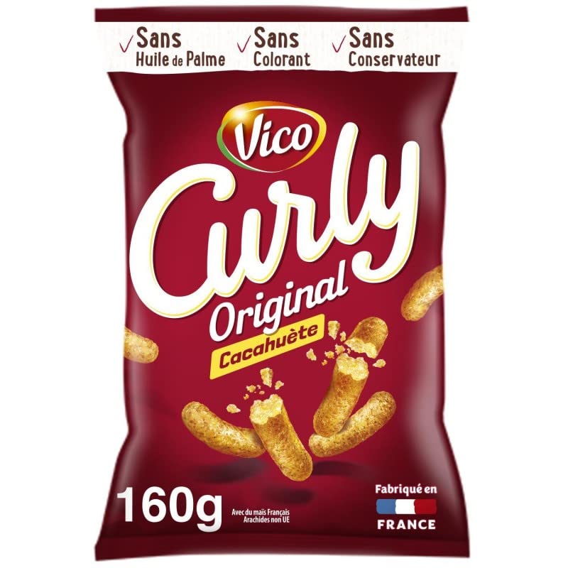 CURLY CACAHUÈTE FORMAT FAMILIAL 160G, VICO, LOT DE 5