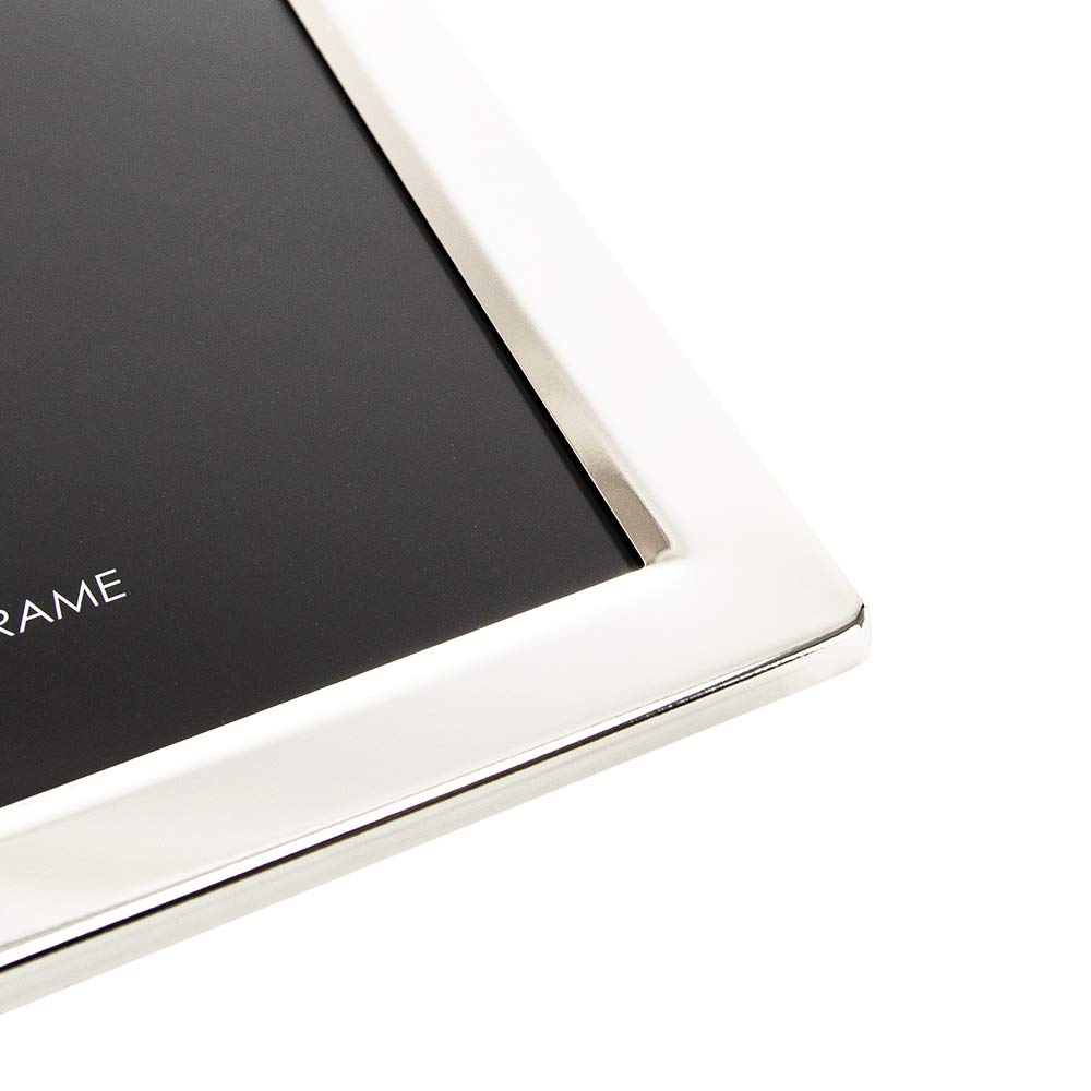 Quality Modern Silver Plated Contemporary 8" x 10" Single Picture Photo Frame Landscape or Portrait for Table - Black Velvet Backing