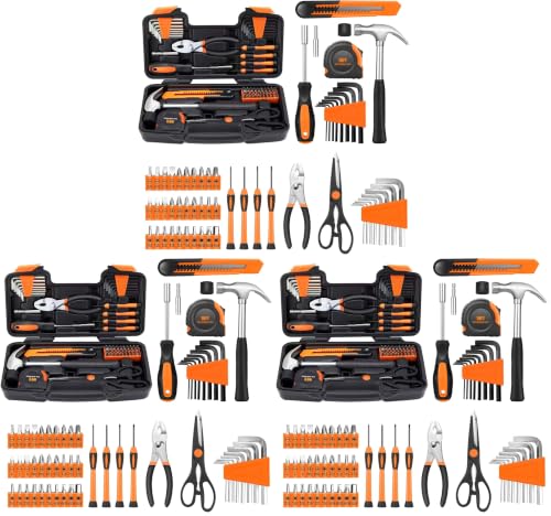 Image of 58-Piece Household Tool Set for home with Plastic Toolbox Orange (Pack of 3)