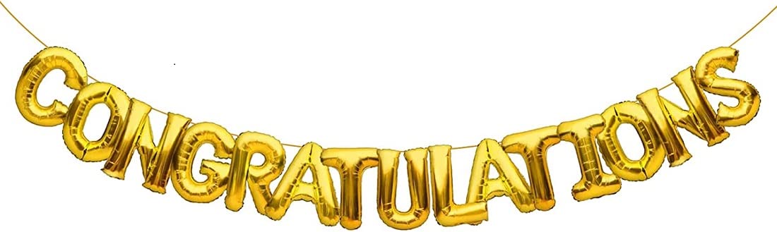 Congratulations " Letter Alphabet Foil Balloon Golden (16inch),Wedding Engagement Family Sign for Retirement Farewell Going Away Office Work Party Decor AR GIFTZADDA (Congratulations)