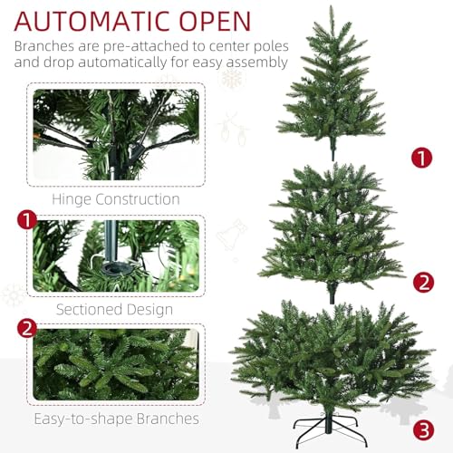 Árbol de Navidad artificial sin caída de hojas de 6 pies con base plegable estable 4