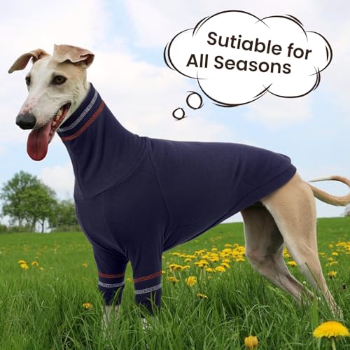 OUOBOB Greyhound Hundepullover, Italienischer Windhund Mantel für kleine Hunde, Whippet Pullover Rollkragenpullover Stretchy Knit Sweatshirt, Greyhound Pyjamas Windhunde Jumpsuit für kaltes Wetter M