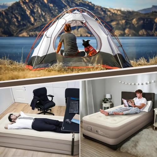 Image of Single Air Bed, Inflatable Mattres with Free Electric Pump, Quick Self-Inflation /Deflation Guest Air Mattress, Blow Up Bed for Home Camping Versatile Sofa Cum Air Folding Sofa Bed-Long-Lasting (AA)