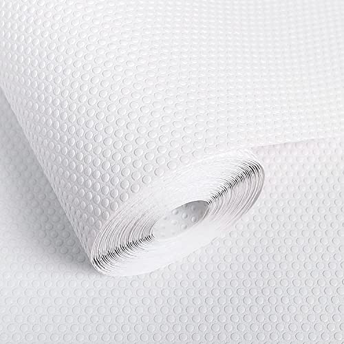 PABUSIOR Shelf Liner Pure White, Easy to Trim, Waterproof Cabinet Liner, Non-Adhesive Drawer Liner, Reusable Durable Shelf Liner for Kitchen, Storage, Desks, Shelves (16x120Inch)