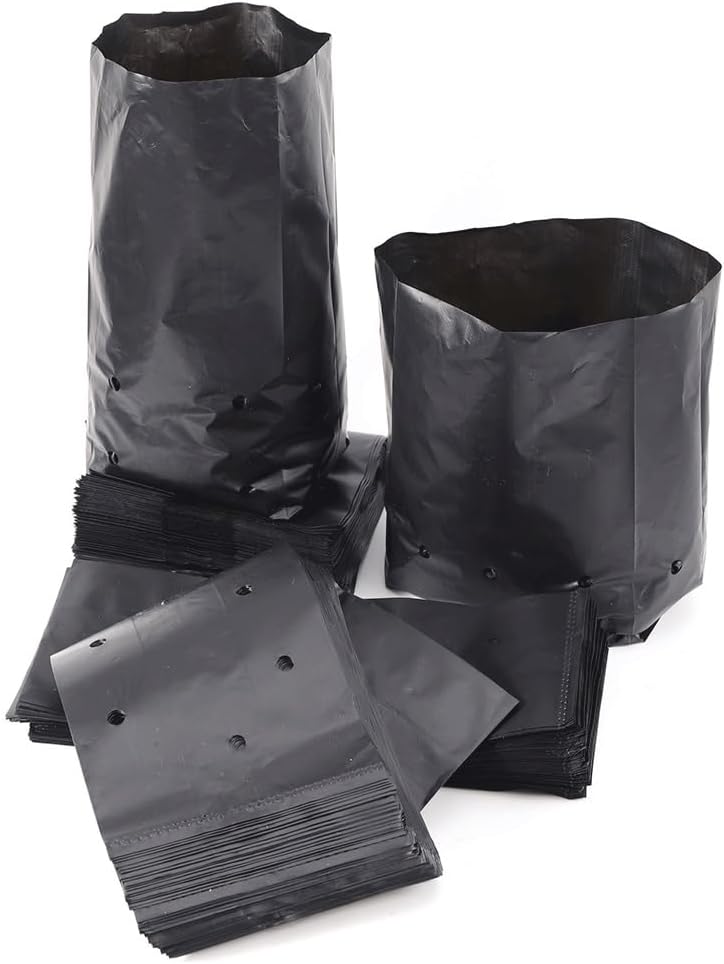PE Nursery Bags Thicken Plant Grow Bags Seedling Pots, Garden with Breathable Holes Black Planting Bags 100 Pcs(Size:25x30cm(DxH))