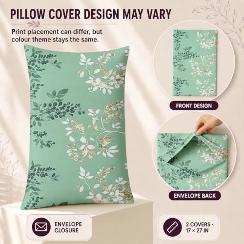 Image of Cloth Fusion Cotton Feel Elastic Fitted Bedsheet King Size, 2 Pillow Covers
