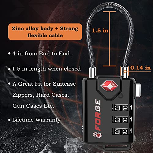 Tsa Approved Cable Luggage Locks, Re-Settable Combination With Alloy Body #TOP4
