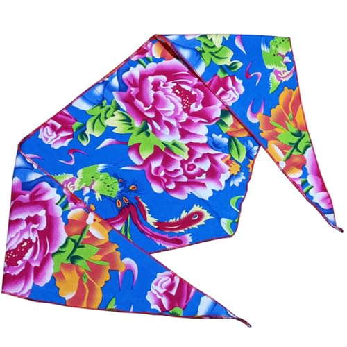LiRRvb Pañuelo para la cabeza, turbante, para exteriores, diseño floral, creativo, Año Nuevo, pañuelo floral, Algodón seda azul peo, Talla única