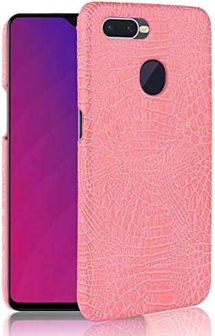 Zhusha Cases & Cover, Oppo F9 case,Luxury Classic Crocodile Skin Pattern [Ultra Slim] PU Leather Anti-Scratch PC Protective Hard Case Cover for Oppo F9 (Color : Pink)
