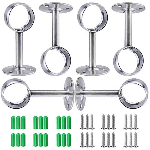 SIMUER - Staffa di supporto per asta per tende da soffitto, supporto per tubo dellarmadio, con 18 viti, 18 spine di espansione, 25 mm