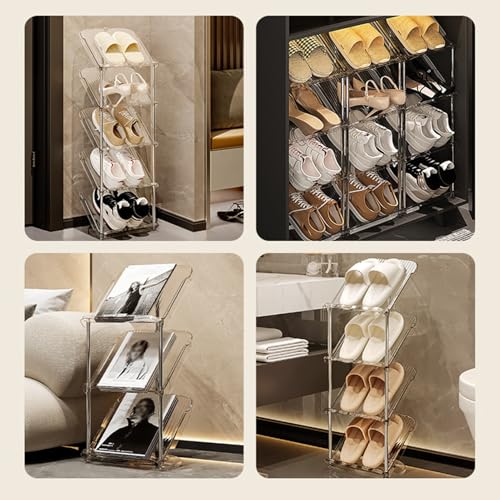 Étagère à chaussures étroite Slish grise pour talons et baskets
