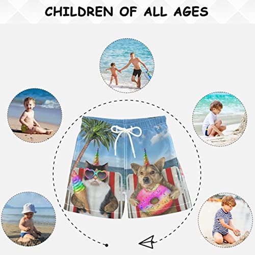 visesunny Cat Dog Unicorn Boys Toddler Swim Trunks Boy Bathing Suit Quick Dry Kids Beachwear Sports Running Board Shorts4
