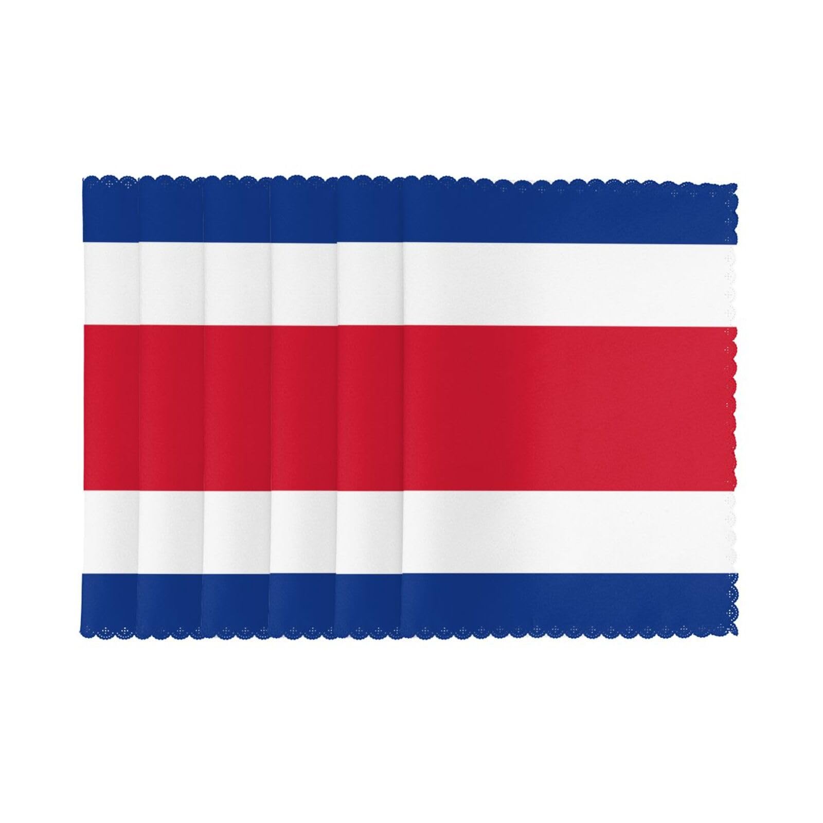 6 PCS Heat Resistant Placemat 45x30 CM, Costa Rica Flag Printed Non-Slip Place Mats for Kitchen Dining Table Indoor Outdoor