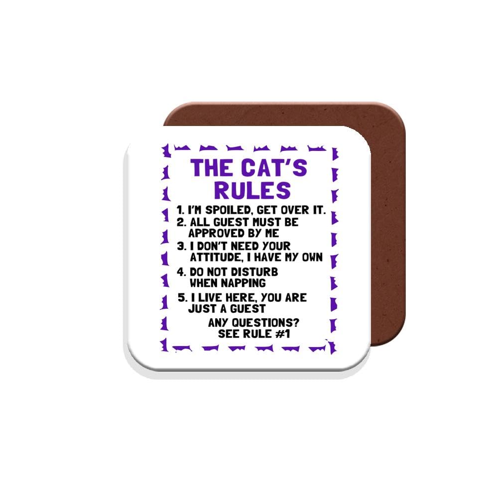 Muggz Coaster For Cat Owner - The Cat's Rules - Giftset - Made By In The Uk
