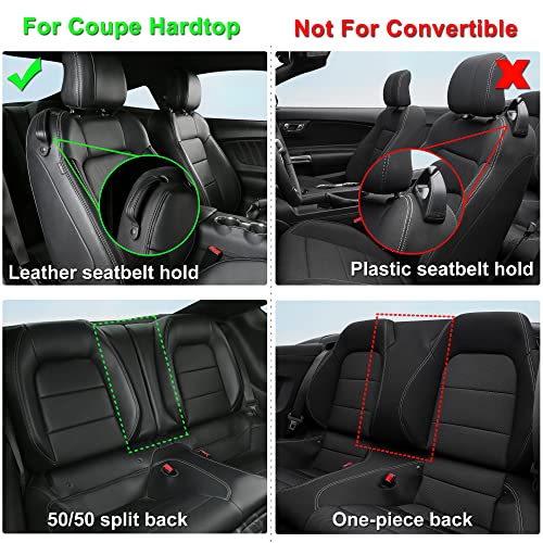 Image of GIANT PANDA Customized Full Set Car Seat Covers Fit Ford Mustang Coupe Hardtop 2015 2016 2017 2018 2019 2020 2021 2022 2023 2024 2025 2026- (Black+Red)