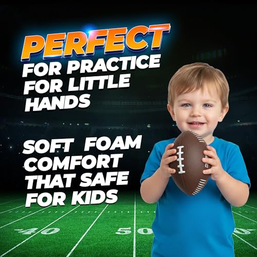 Image of 7.25 inch Mini Foam Football for Kids & Toddlers - Easy Grip Small Youth Sports Ball - Soft Foam Footballs for Little Hands Sports Play - Toy Gifts for Boys & Girls