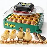 24 Egg Incubator with Automatic Egg Turning and Humidity Display, Digital Poultry Hatcher with Egg Candler, Professional Incubators for Hatching Chicken, Quail, Duck and Goose Eggs