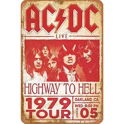Cimily A-C-D-C Highway to Hell Live 1979 Tour Étain rétro Signe Vintage Affiche Plaque Murale décor Cover