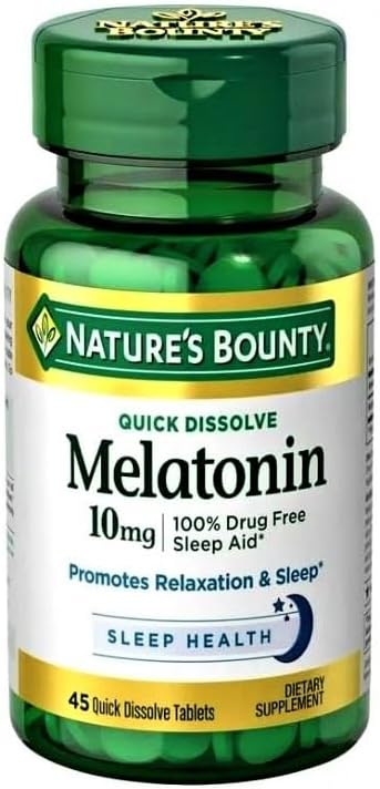 Nature's Bounty Melatonina 10 mg tabletas de disolución rápida 45 ea (paquete de 5)