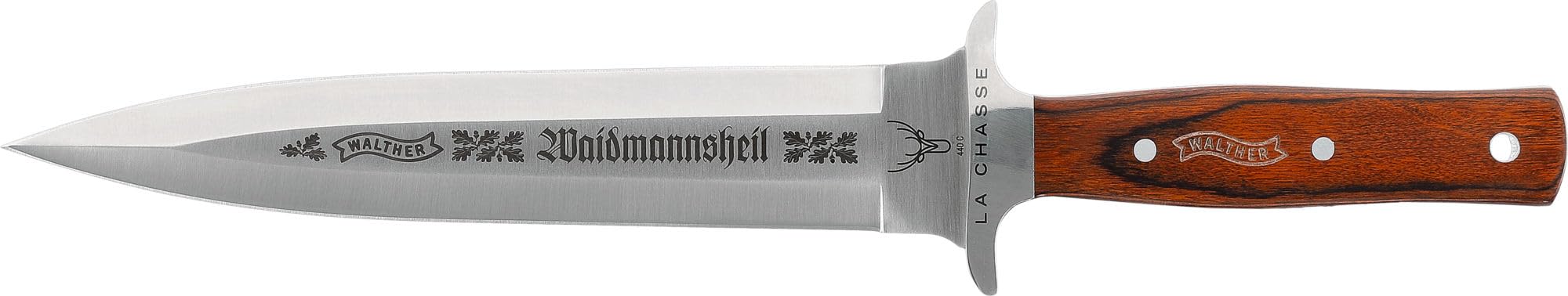 Walther Jagd-Messer La Chasse Saufänger, 440C Stahl, feststehendes Messer, Abfangmesser ideal für Outdoor Aktivitäten