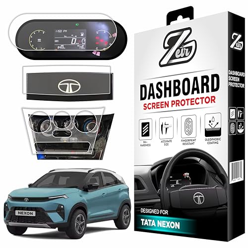 Image of ZEIR [3 PACK Screen Protector For TATA NEXON 2026 Facelift - PURE+ & Pure PLUS S - 4 INCH INSTRUMENT CLUSTER + STEERING + Manual Button AC GUARD | Car Display Guard Accessories [Not Tempered Glass]