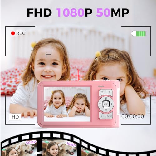 Image of New Digital Camera 50MP FHD 1080P Point and Shoot Camera with 16X Zoom Anti Shake Compact Camera for Kids (Purple)