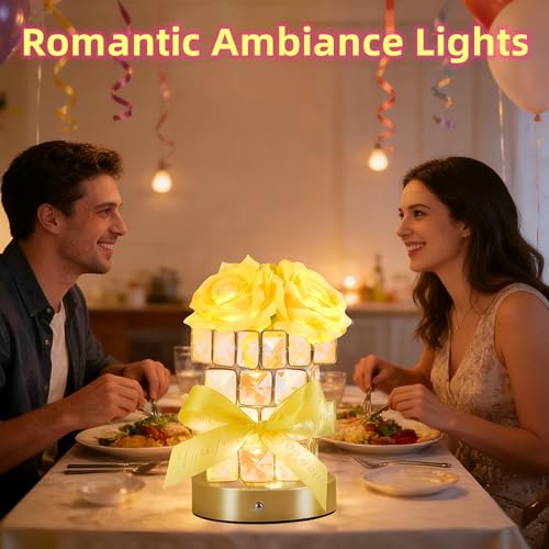 Image of Rose Flower Lamp,Birthday Gifts for Women Cordless LED Touch Night Light