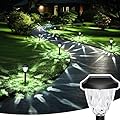 GIGALUMI 8 Pack Solar Outdoor Lights, Bright Solar Pathway Lights with Great Pattern, Waterproof Auto On/Off Solar Lights for Outside Garden Walkway Driveway Lawn Pathway