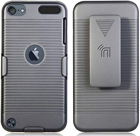 Miniatura 2 de Nakedcellphone - Funda con clip para iPod Touch 7/6/5, funda rígida acanalada negra y cinturón con soporte para iPod Touch 7, 6ª y 5ª generación