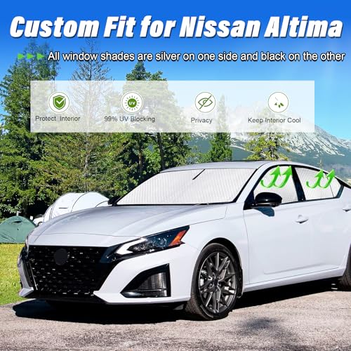 Image of KMF Windshield Sun Shade Replacement for Nissan Altima 2019-2023, Side Window Sun Shade Cover Sun Visor Shield Cover,Rear Window Sunshades for Camping /Baby UV Block and Privacy Protect