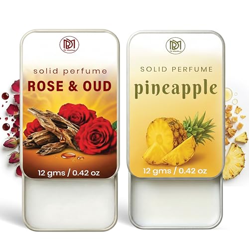 Image of Dr.Mashur Solid Perfume |pineapple&Rose & Oud Alcohol Free Wax Perfume Balm, Long Lasting | Pocket Tin 12g, Pack Of 2| Non Greasy Smooth Glide, Travel Friendly Unisex Gifts He Or Her