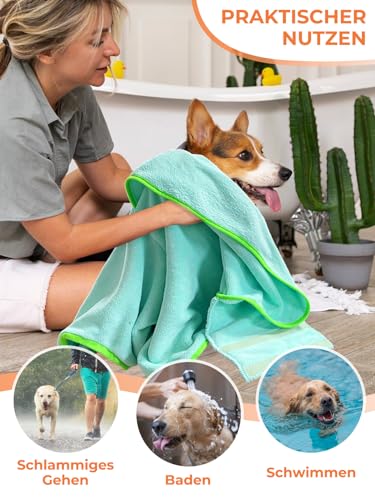 Bibykivn Bademantel für Hunde, Hundebademantel Aus Mikrofaser, Verstellbares Halsband Mit Klettverschluss Schnell Trocknend Badetuch für Große Mittelgroße Kleine Hunde/Katze (Blau, XL)