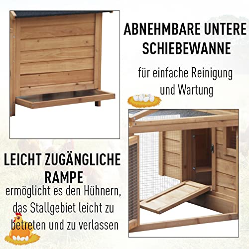 GXK Hühnerstall Laufstall Auslauf Geflügelstall mit Stange Massivholz Nistkasten – Bild 4