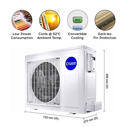 Image of Cruise 1 Ton 3 star Inverter Split AC with 3 Stage Air Filtration (Copper, CWCVMF-VQ3P123, White, Dehumidifier, Varioqool Inverter)