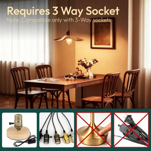 Image of ALAMPEVER 3 Way Light Bulbs 2 Pack, 30 /70 /100W Equivalent, Bright ST19 LED Light Bulb, 2700K Soft White, 300 /800 /1200LM, 3 /5 /8W, E26 Base, Non-Dimmable, Ideal for Living Room, Bedroom, Home Office
