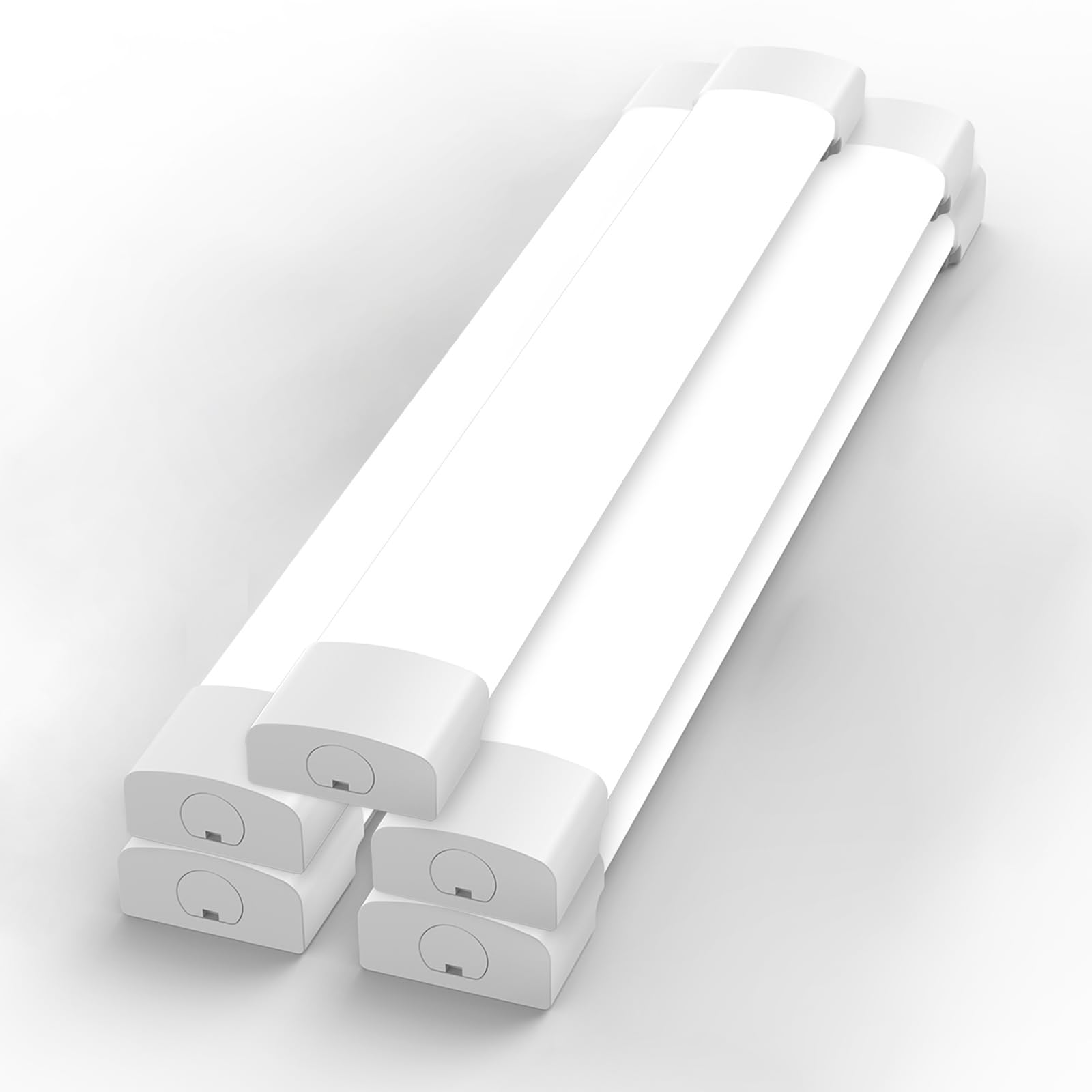 Amdelne 5PCS 6000k Led Batten Light, 150CM Plug in Wall Led Batten Light Daylight, IP66 Plug in Ceiling Light Strip for Garage, Office, Bedroom, White