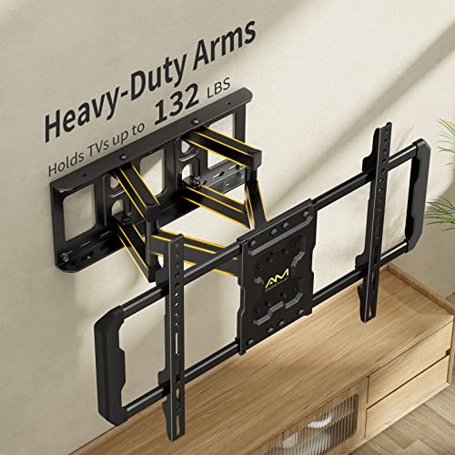 Tv Wall Mount Full Motion For Most 37-75 Inch Oled Qled 4K Flat/Curved Tvs-Sturdy Tv Mount Dual Articulating Swivel Tilt Holds Up To 132Lbs Max Vesa 600X400Mm- 8/16Inch Wood Stud Wall Mount Tv Bracket #TOP1