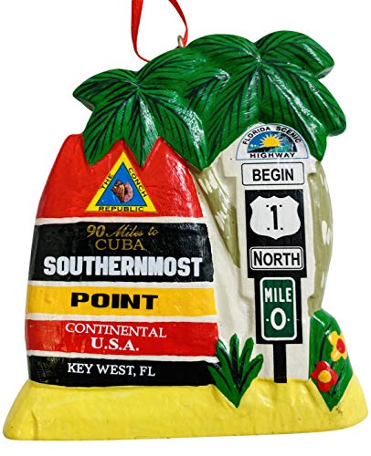 Key West Southernmost Point Ornament Christmas Tree Decoration, 3 1/2 inch