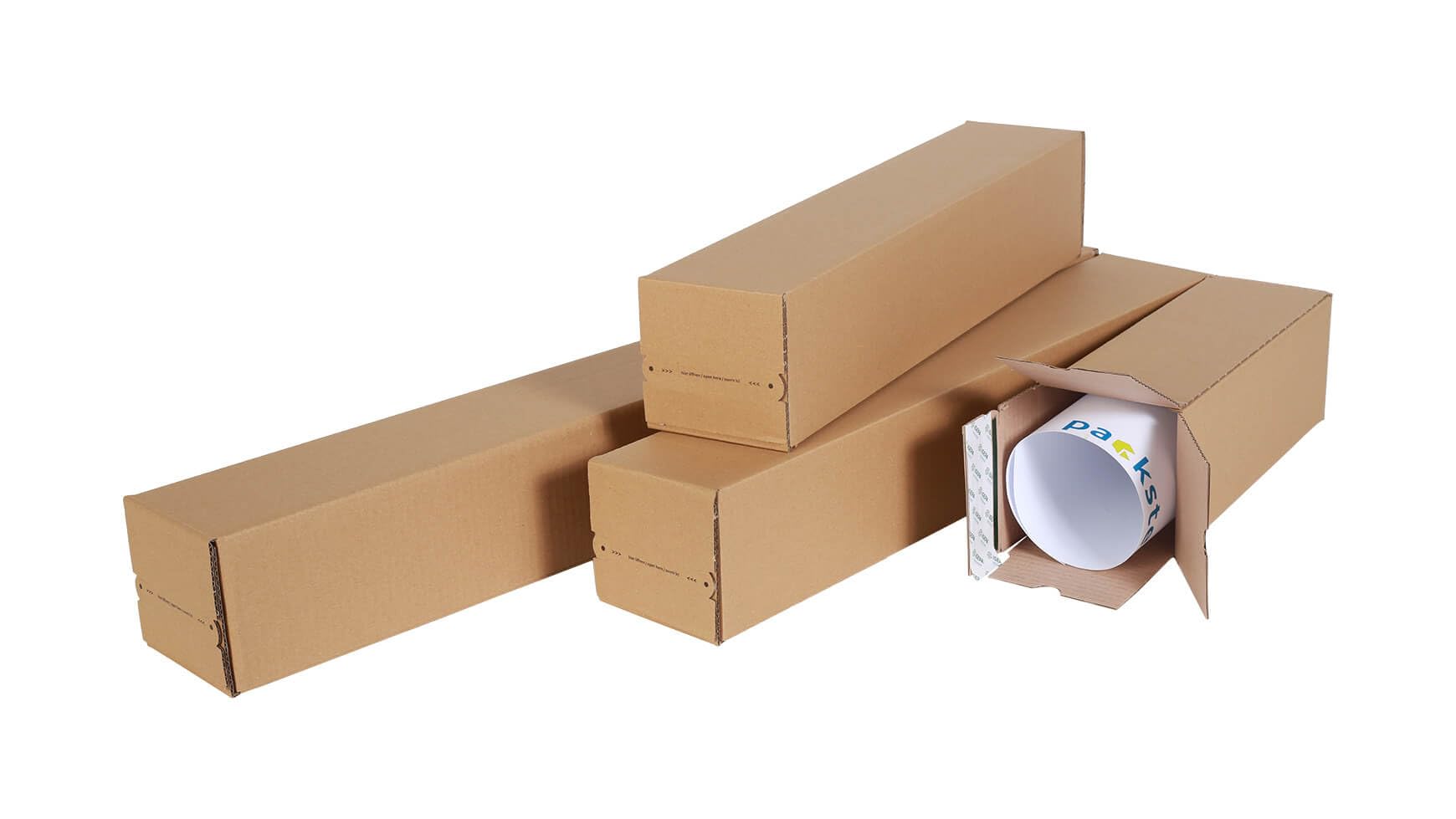 80x Versandhülse Posterbox selbstklebend 530 x 110 x 110 mm B2 Selbstklebestreifen Braun