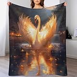 PPZYY Schwan Decke, Flannel Tagesdecke Couchdecke Sesseldecke Wohndecke Vier Jahreszeiten Kuscheldecke Sofadecke （130×180cm）