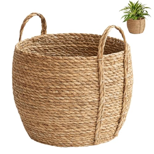 Cesto di pianta cesta di alghe pianta piantatrice in tessuto rustico con manico robusto deposito decorativo naturale per hotel caffè decorazioni per la casa s, fioriera intrecciata